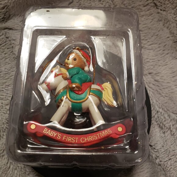 Boxed Vintage 1993 “Baby’s First Christmas” Bear on Rocking Horse Ornament - Picture 8 of 13